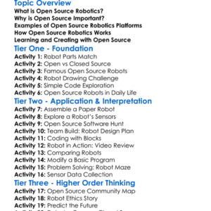 Open Source Robotics Worksheet Activity Booklet