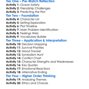 Open Water 2 Adrift 2006 Worksheet Activity Booklet