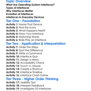 Operating System Interfaces Worksheet Activity Booklet