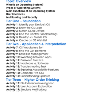 Operating Systems Basics Worksheet Activity Booklet