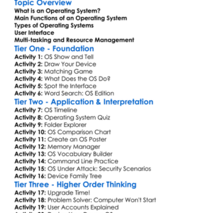 Operating Systems Worksheet Activity Booklet