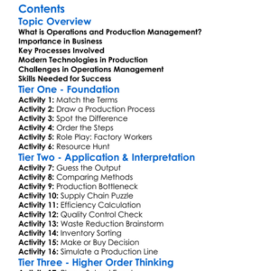 Operations And Production Management Worksheet Activity Booklet