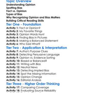 Opinion And Bias In Texts Worksheet Activity Booklet