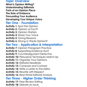 Opinion And Editorial Writing Worksheet Activity Booklet