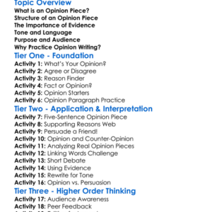 Opinion Pieces Worksheet Activity Booklet