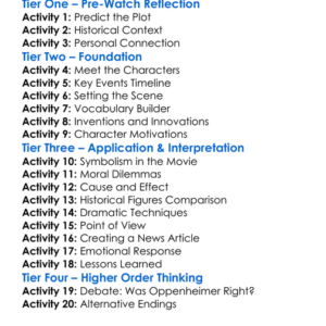 Oppenheimer 2023 Worksheet Activity Booklet