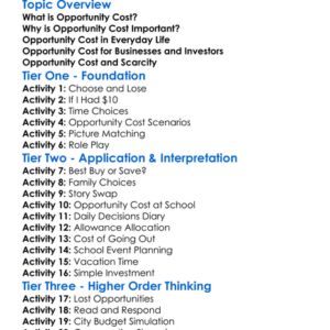 Opportunity Cost In Finance Worksheet Activity Booklet