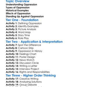 Oppression Worksheet Activity Booklet