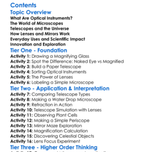Optical Instruments Microscope Telescope Worksheet Activity Booklet