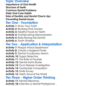 Oral And Dental Health Worksheet Activity Booklet