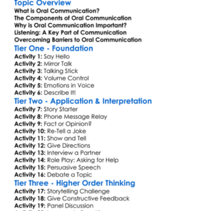 Oral Communication Worksheet Activity Booklet