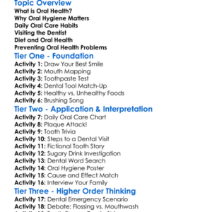 Oral Health Care Worksheet Activity Booklet