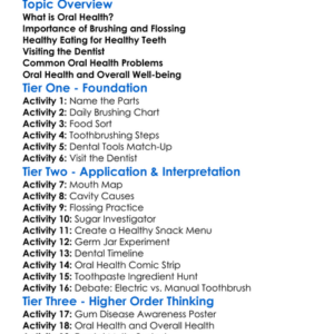 Oral Health Worksheet Activity Booklet