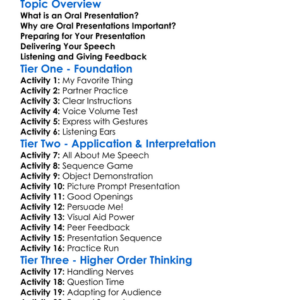 Oral Presentations Worksheet Activity Booklet