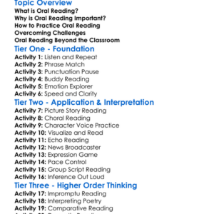 Oral Reading Worksheet Activity Booklet