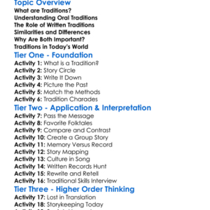 Oral Versus Written Traditions Worksheet Activity Booklet