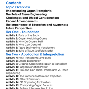 Organ Transplant And Tissue Engineering Worksheet Activity Booklet