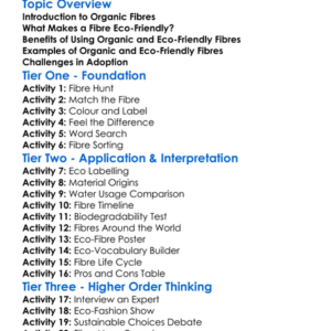 Organic And Eco-Friendly Fibres Worksheet Activity Booklet