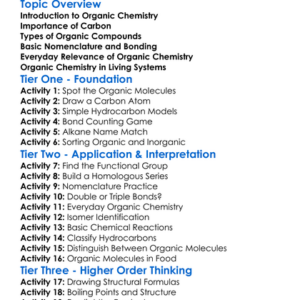 Organic Chemistry Basics Worksheet Activity Booklet