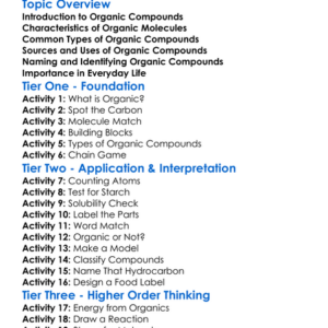 Organic Compounds Basics Worksheet Activity Booklet
