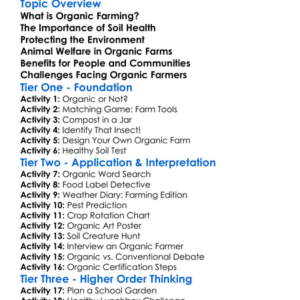 Organic Farming Worksheet Activity Booklet