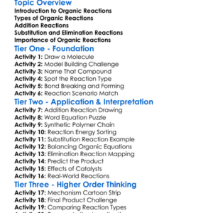 Organic Reactions Worksheet Activity Booklet