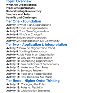 Organizations And Bureaucracy Worksheet Activity Booklet
