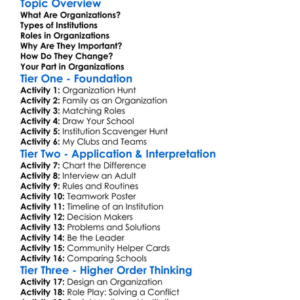 Organizations And Institutions Worksheet Activity Booklet