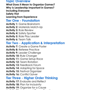 Organizing And Leading Games Worksheet Activity Booklet
