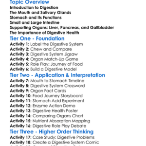 Organs Of Digestion And Their Roles Worksheet Activity Booklet
