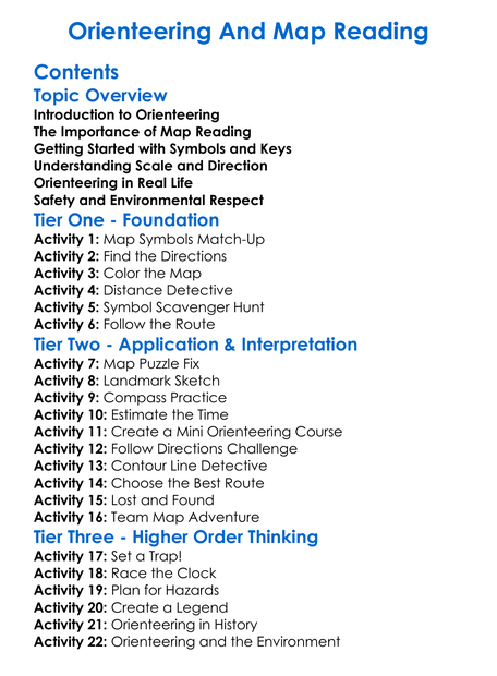 Orienteering And Map Reading Worksheet Activity Booklet