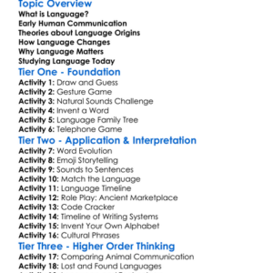 Origin Of Language Worksheet Activity Booklet