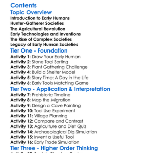Origins And Development Of Early Human Societies Worksheet Activity Booklet