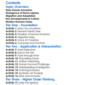 Origins And Development Of Homo Sapiens Worksheet Activity Booklet