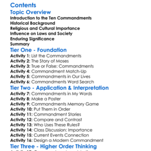 Origins And Significance Of The Ten Commandments Worksheet Activity Booklet