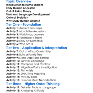 Origins Of Homo Sapiens Worksheet Activity Booklet
