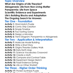 Origins Of Life Theories Worksheet Activity Booklet