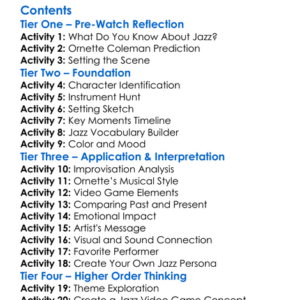 Ornette Coleman A Jazz Video Game 1984 Worksheet Activity Booklet