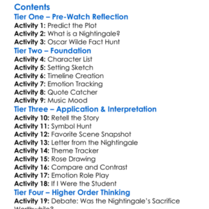 Oscar Wildes The Nightingale And The Rose 2015 Worksheet Activity Booklet