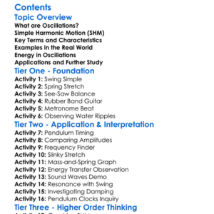 Oscillations And Simple Harmonic Motion Worksheet Activity Booklet