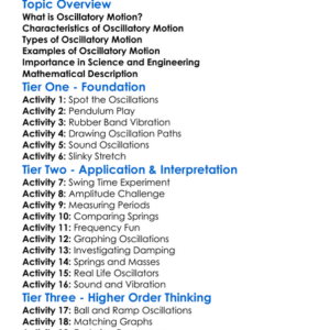 Oscillatory Motion Worksheet Activity Booklet
