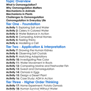 Osmoregulation Worksheet Activity Booklet