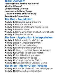 Osmosis And Diffusion Worksheet Activity Booklet