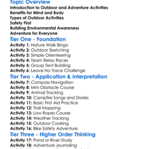 Outdoor And Adventure Activities Worksheet Activity Booklet