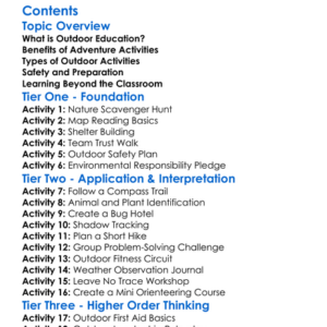 Outdoor Education And Adventure Activities Worksheet Activity Booklet