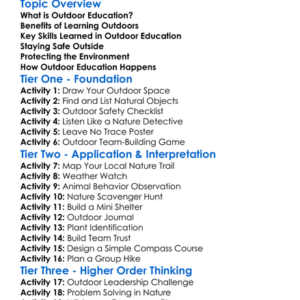 Outdoor Education Basics Worksheet Activity Booklet