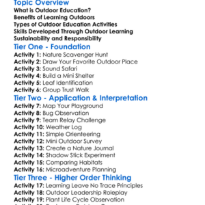 Outdoor Education Worksheet Activity Booklet