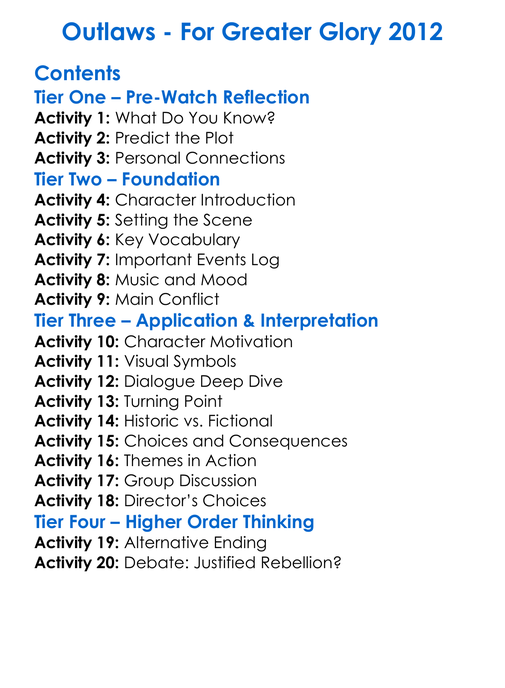 Outlaws Worksheet Activity Booklet