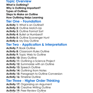 Outlining Worksheet Activity Booklet