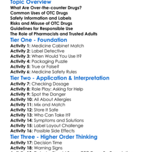 Over-The-Counter Drugs Worksheet Activity Booklet